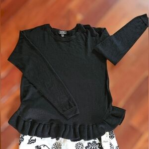 Lord & Taylor Extra Fine Merino Wool Sweater with ruffled hem​​​​